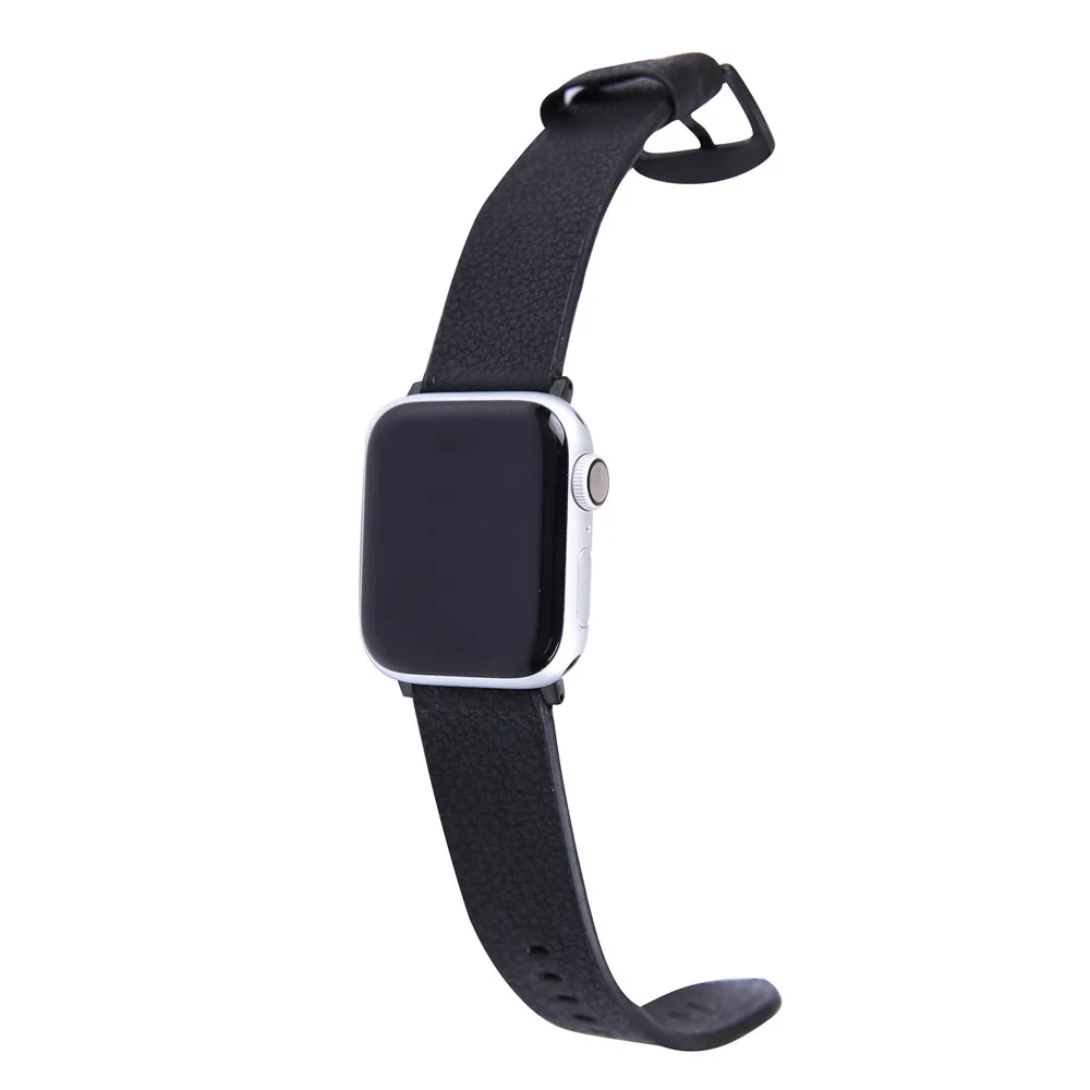 Черный/коричневый кожаный ремешок для наручных часов Apple Watch Series 5 4 3 2 1 браслет 40/44 мм, 38 мм/42 мм, ремешок для наручных часов iWatch, браслет ремень