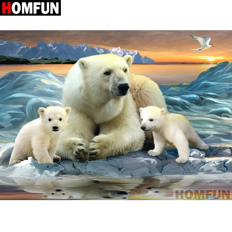 HOMFUN полная квадратная/круглая дрель 5D DIY Алмазная картина "Полярный медведь" вышивка крестиком 5D домашний Декор подарок A06992