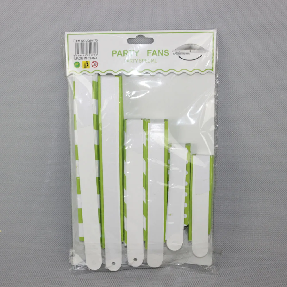 6 шт./компл. зеленый комплект висит Бумага вентиляторов для вечеринки дня