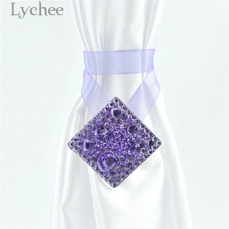 Lychee 1 шт. квадратной формы пряжки для занавесок современный фиолетовый, серебристый цвет Магнитный держатель для штор аксессуары украшение дома