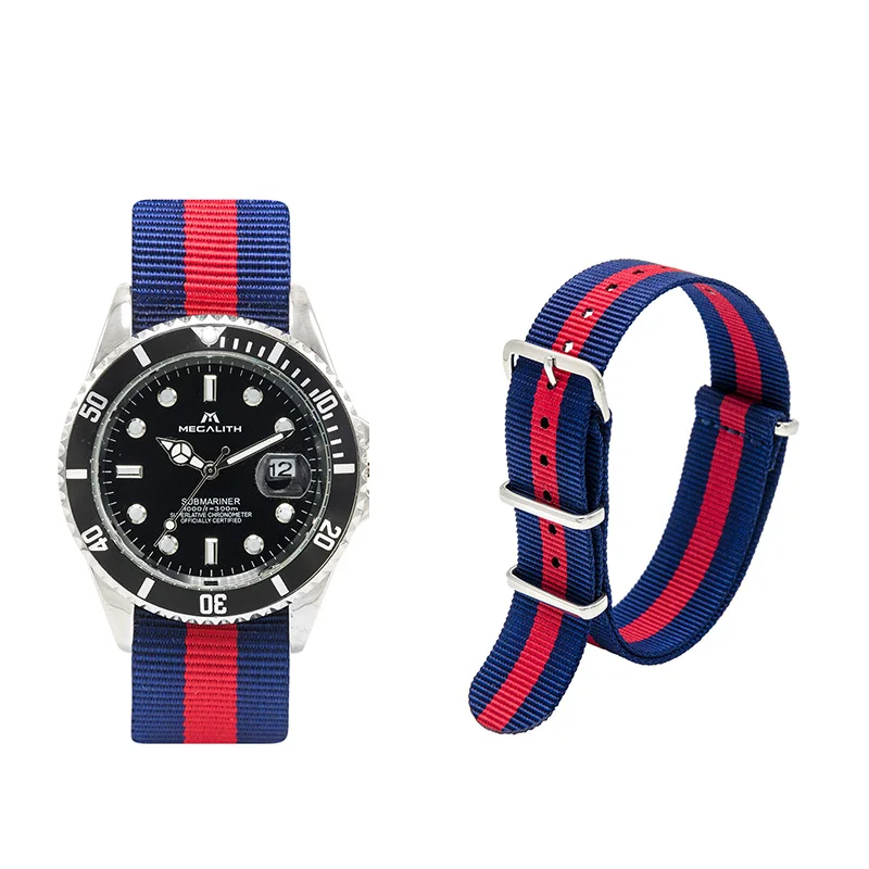 MEGALITH Ремешки для наручных часов из нейлоновой ткани нержавеющей стали с пряжками