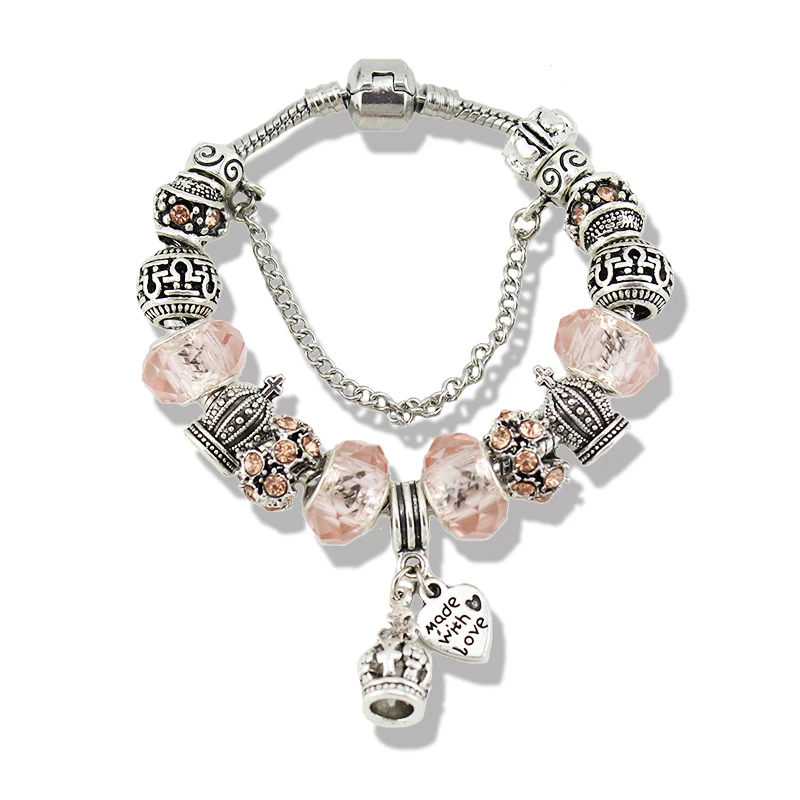 ANNAPAER посеребренные браслеты с подвесками в виде короны/сердца и обручи голубыми