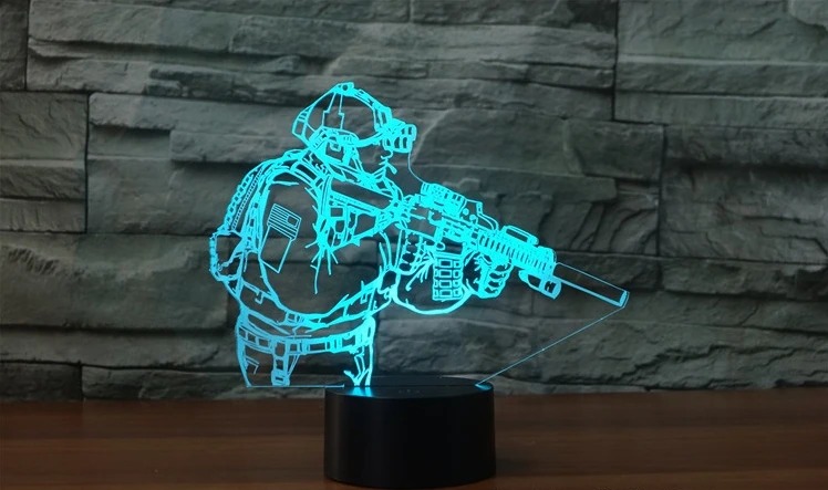 Солдаты пистолет 7 цветов изменения 3D светодиодный Ночной светильник сенсорный