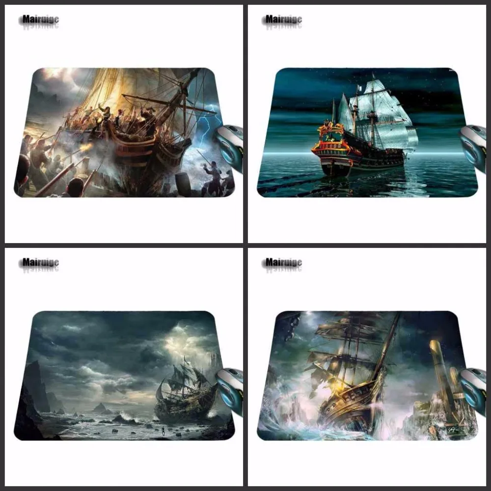 Противоскользящий игровой коврик для мыши ПК пиратский корабль в шторме новый