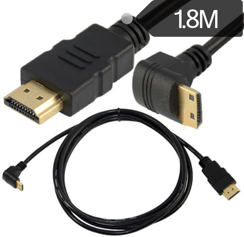 Премиум 1080 P HD V1.4 мужчина к Mini мужской вниз под углом кабель HDTV 1 8 м|Соединители| |