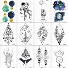 VANKIRS черные татуировки, искусственные наклейки на тело, руку, лодыжку, галактика, лампа, Временные татуировки, бумага для детей, алмазные звезды, водонепроницаемые татуировки