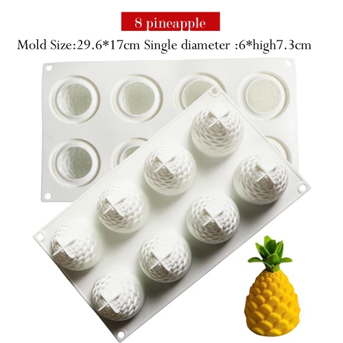 Pineapple1 Форма для выпечки фруктов и груши, силиконовая форма для французского торта, форма для мусса, замороженного мороженого, торта, инструмент для выпечки - Цвет: Pineapple1