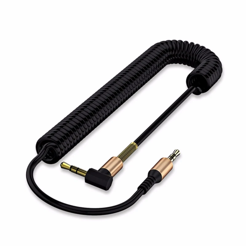 Автомобильный аудиокабель с пружинным разъемом Jack 3.5 мм и длиной 1,8 метра, мужской аудиокабель с гнездом 90 градусов для автомобилей/компьютеров/наушников.