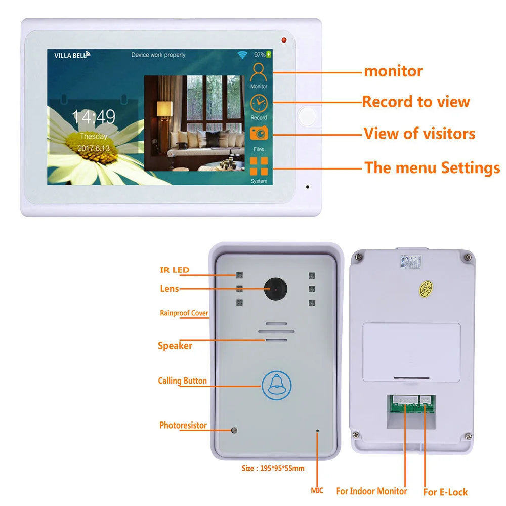 SmartYIBA WIFI приложение управления HD белый экран беспроводной видео дверной звонок