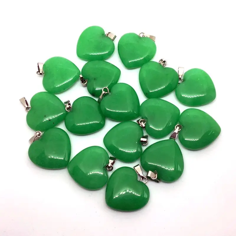 Оптовая продажа 20 цветов ожерелья с подвесками в форме сердца из камня Подвески