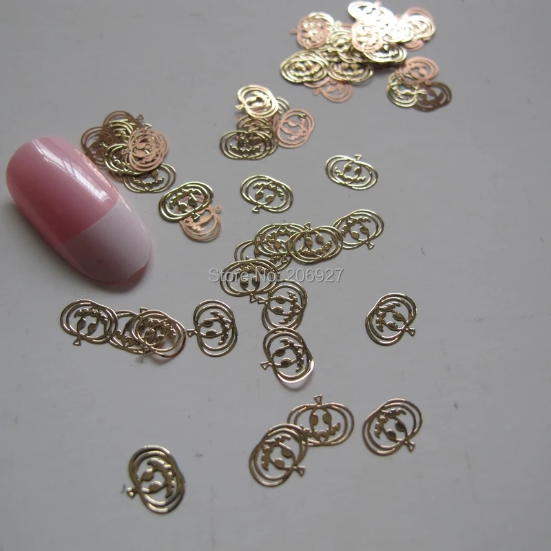 MS193 2 100 шт Золотая Милая Тыква металлическая наклейка для дизайна ногтей