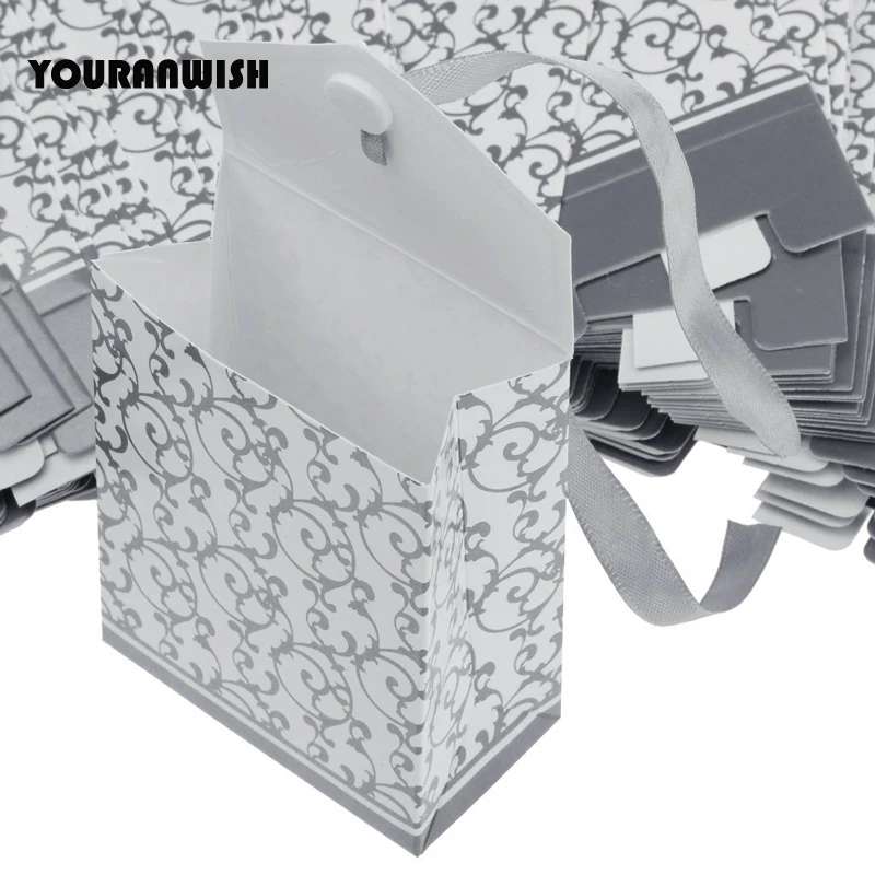 50 шт./лот серебряные подарочные пакеты для детского душа креативные коробки