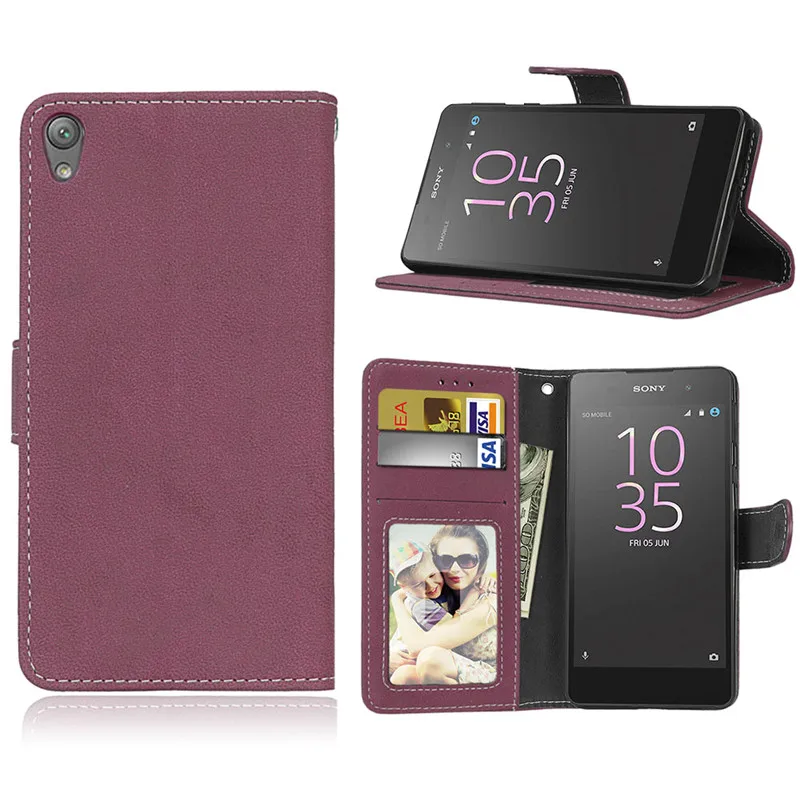 Для Sony E5 Случай Роскошный Ретро Матовый Флип Кожаный Чехол для Xperia F3311 F3313 5.0