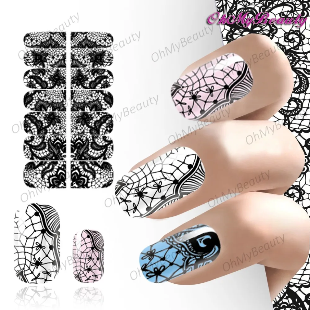 Красота дизайн ногтей гель фольга самоклеющиеся наклейки классический черный