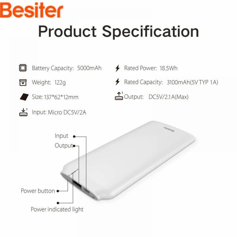 Besiter мультфильм дизайн 5000 мАч банк силы девушки подарки Банк мобильный зарядное