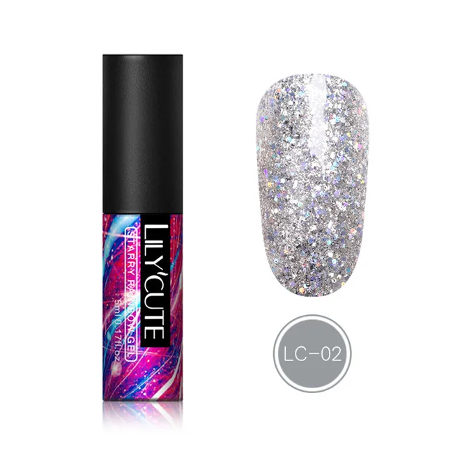 holo 2 LILYCUTE 5ml Color Gel Polish Holographic Colorful Glitter Sequins UV Soak Off Long Lasting Gel Polish Nail Art Varnish - Цвет: holo 2