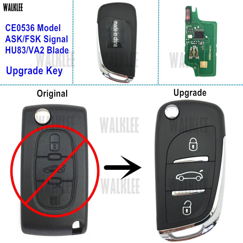 Комплект обновленных ключей WALKLEE для автомобилей Citroen C2/C3/C4/C5/Berlingo/Picasso управление