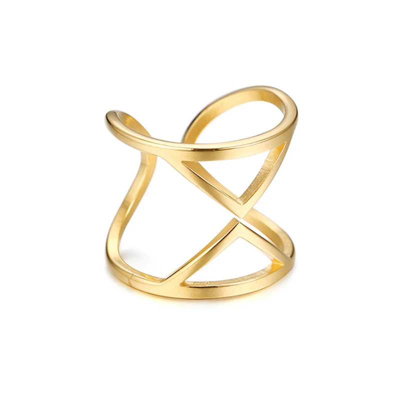 Модные геометрические кольца для женщин нестандартные дизайнерские золотого