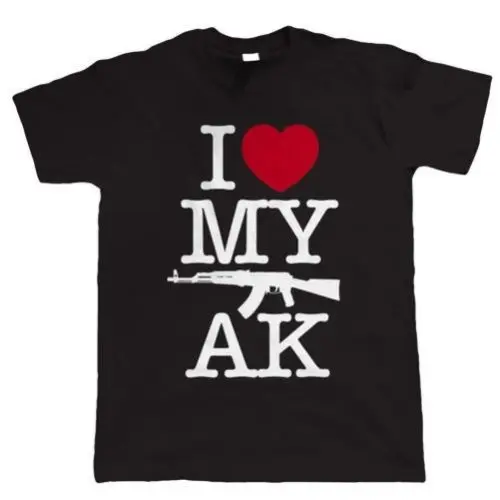 Высококачественная Футболка I Love My AK Мужская футболка для геймеров страйкбола