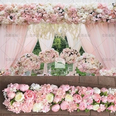 

Hot Pink Wedding Pavillion Flowers strips square canopy flower decoration Wedding Decoration 4M x 24cm