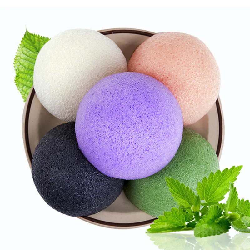 6 цветов природных Konjac Конняку лице Puff очищения губка для мытья Exfoliator Очищающий