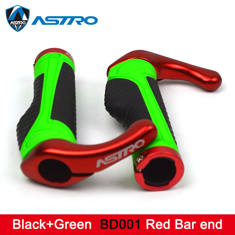 Green BD001 Red Astro руль для велосипеда, рукоятка для велосипеда, велосипедная рукоятка, прочная нескользящая резина, аксессуары для горного велосипеда, запчасти для велосипеда, 1 пара - Цвет: Green BD001 Red