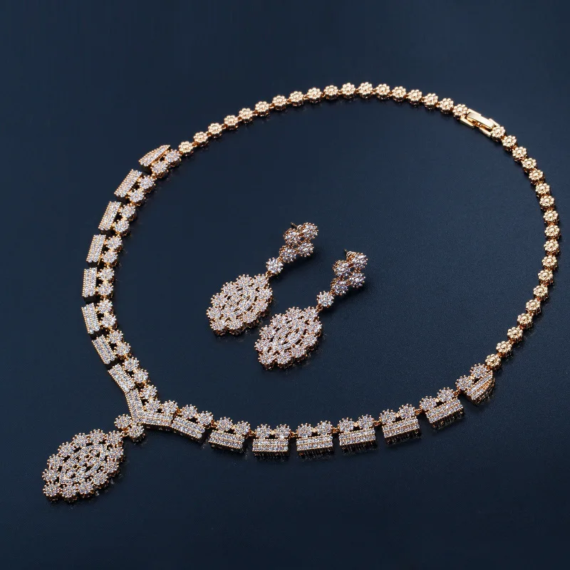 Stunning Dubai Gold Color Cubic Zirconia Heavy Jewellery Set For African Beads Nigerian Wedding Jewelry Sets | Украшения и