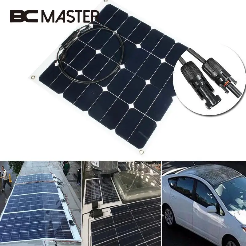 BCMaster высокое качество эффективность 12 в 50 Вт Sunpower мягкие полу гибкие солнечные панели монокристаллические солнечные батареи в продаже