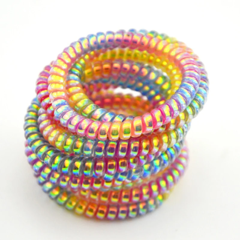 

5cm Lot 100 Pcs Colorful Elastic Rubber Hairband Telephone Wire Tie Rope Band Ponytail Hair Accessories