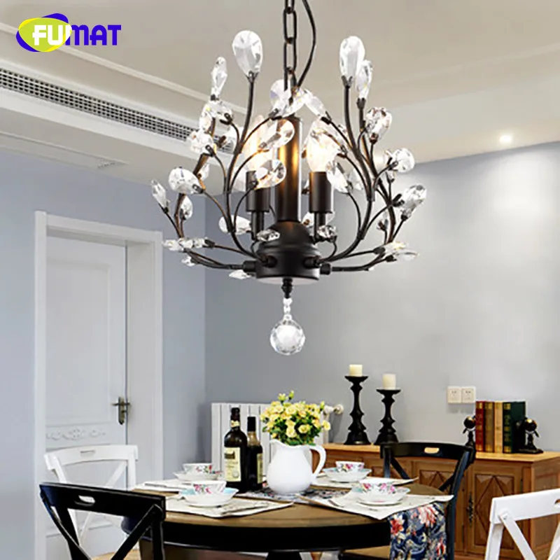 

FUMAT Black/Gold Crystal Chandeliers Vintage Pastoral Crystal Lights For Living Room Dining Room Lamp LED K9 Crystal Chandeliers