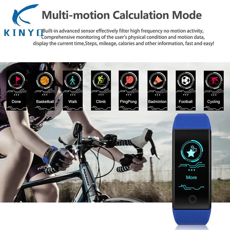 Smart Watch IP68 Waterproof bracelet heart rate Blood pressure Fitness tracker smart wristband pk F1 EX18 xiomi mi band 3 | Электроника