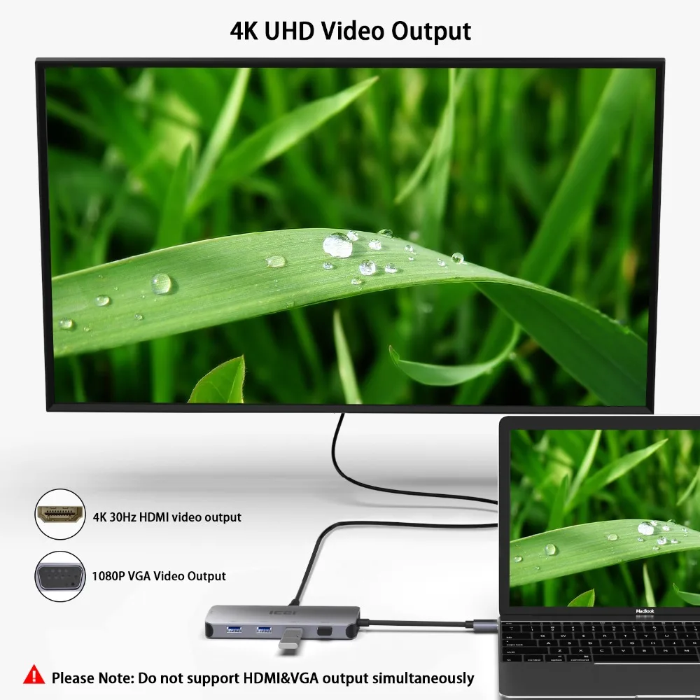 ICZI USB C концентратор 10 в 1 Тип до 4K HDMI VGA 3 0 кард ридер RJ45 Мощность конвертер для MacBook