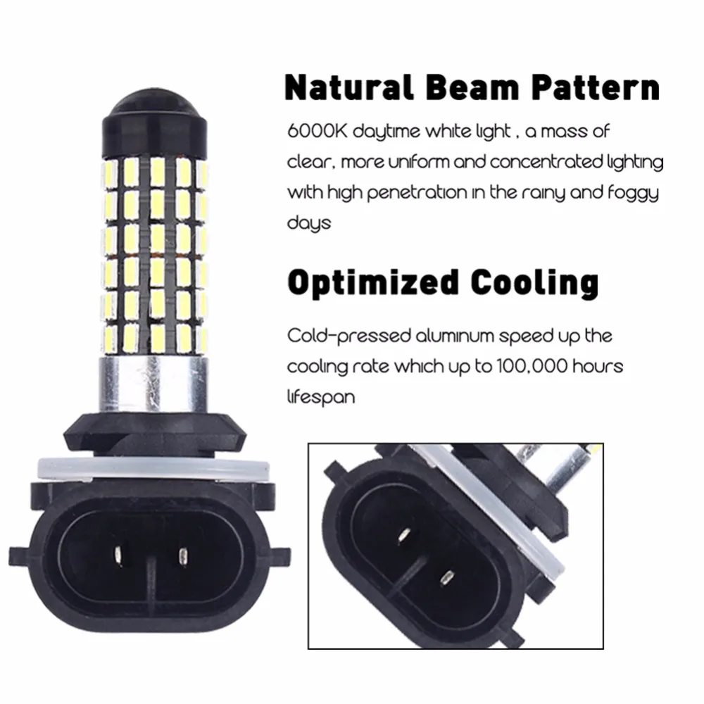 2шт 881 H27 высокий светильник 880 H11 H3 H1 3014 SMD светодиодный передний фонарь для