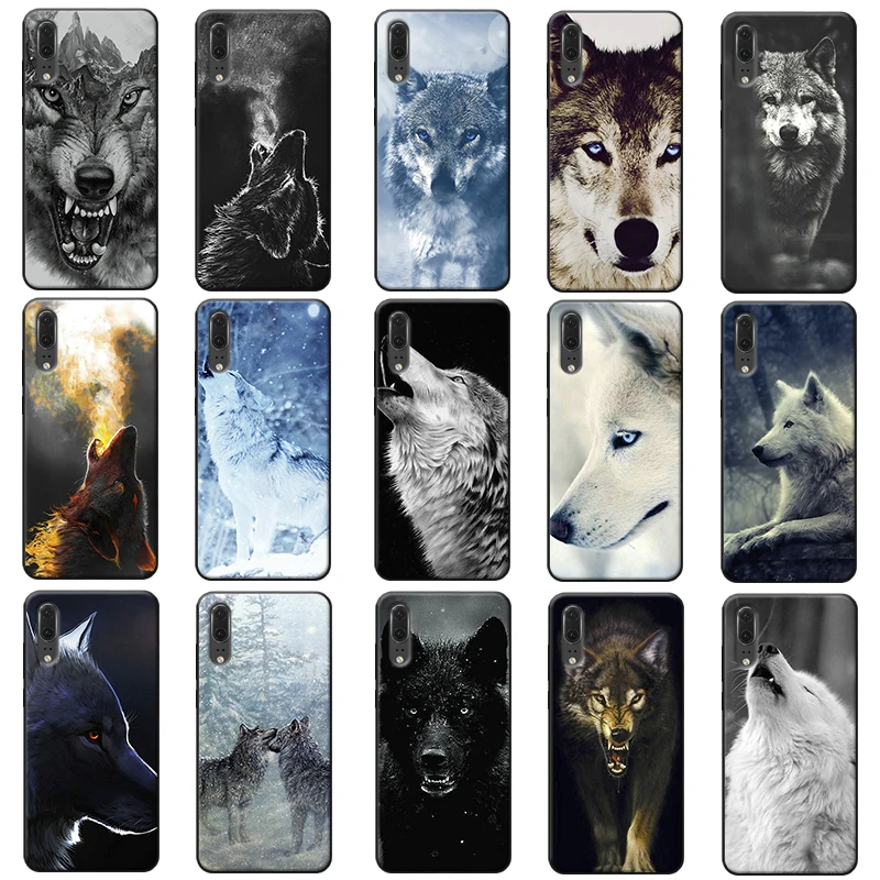 Snow wolf hard animal moon cute Soft Silicone Phone Case for huawei mate 30 pro p20 p30 20 lite |