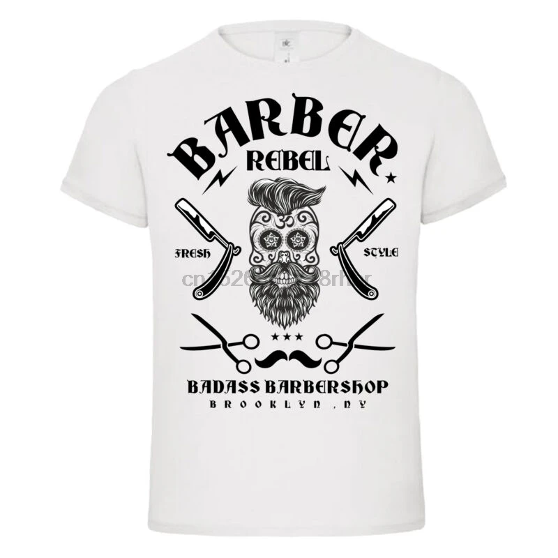 BADASS BARBER REBEL 2 череп усы тату футболка dtg дизайн
