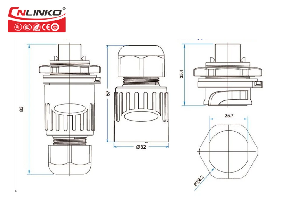 CNLINKO IP67 RJ45 разъем панель монтажная розетка водонепроницаемый 1/4 байонета и
