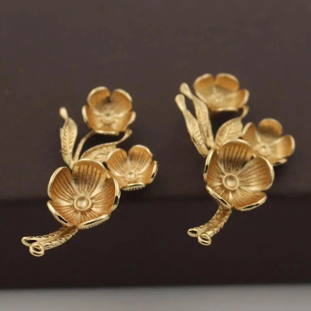 Филигранный цветок лист подвесной кулон Подвески каменные бусины колпачки база