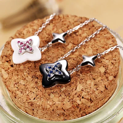 Funmor Star Ceramic Pendant 925 Sterling Silver Jewelry AAA Zircon For Women Lady Wedding Activity Decoration Ornaments Gifts | Украшения и