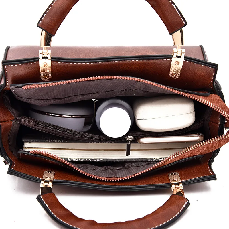 Модные женские комбинированные сумки 4 шт./компл. коричневые сумочки сумка через