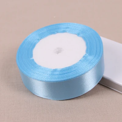 Небесно-голубая лента 25 ярдов красивая шелковая атласная для свадебной