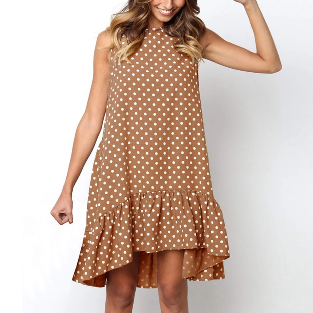 Женское платье с оборками и круглым вырезом повседневное свободное мини-платье |