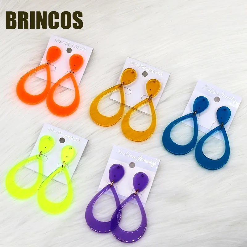 Флуоресцентные цветные акриловые серьги корейская мода 2019 винтажная богемная