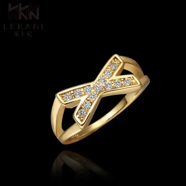 Metallic lustre pure yellow gold colour distinctive 18K Plated Jewelry new ideas geometric zircon ring R383 | Украшения и