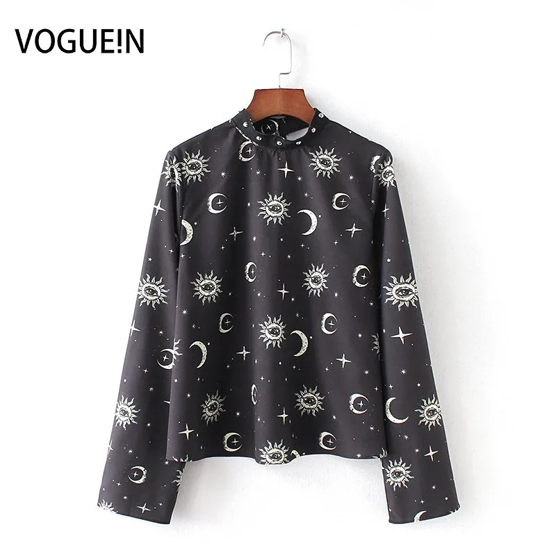 Женская блузка VOGUEIN с длинным рукавом и принтом Sun Moon|wholesale blouses|women long sleevetop shirt |