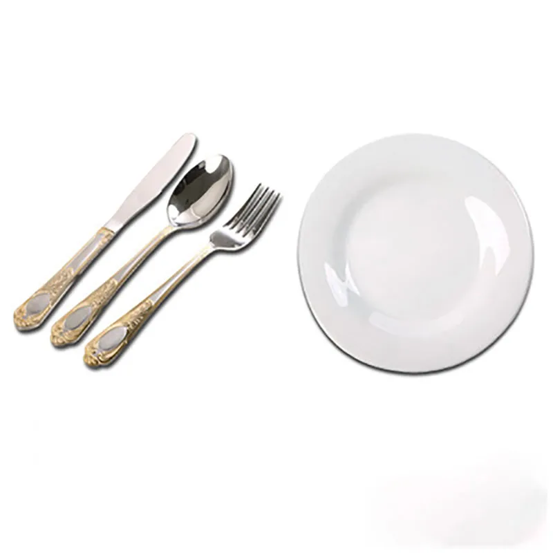 Style C European Style High Grade Gold Flatware Stainless Steel Steak Knives Serving Spoon Kitchen Seti Home Dinner WZN037 - Цвет: Style C