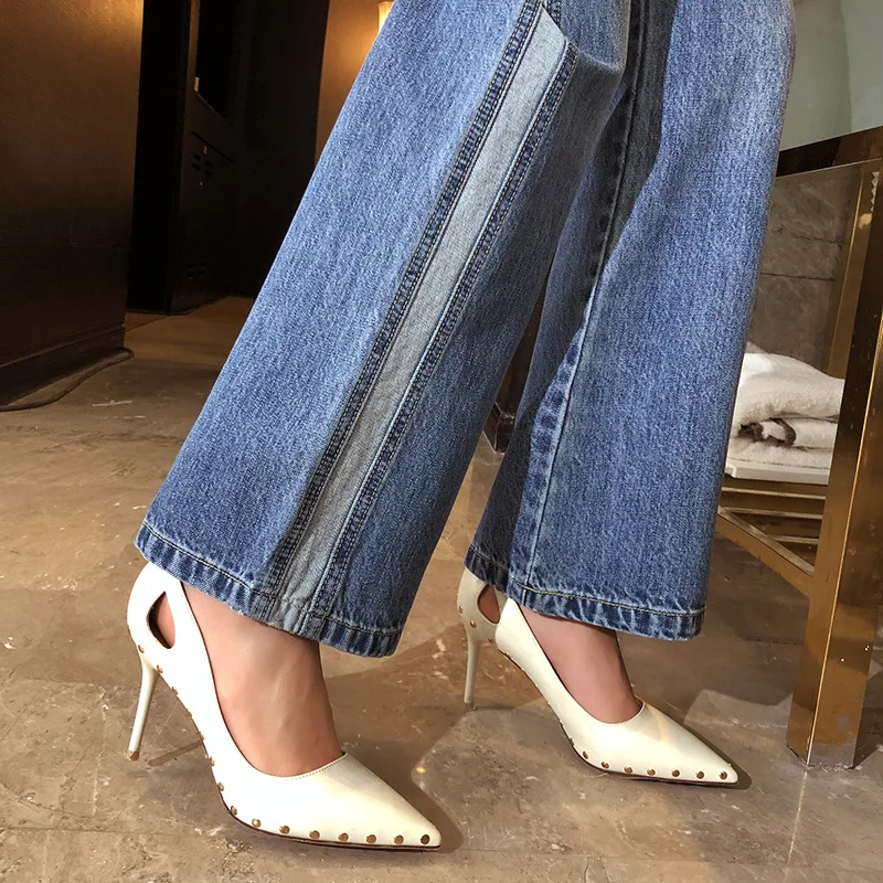 Женские джинсы Хлопок Весна-лето Деним прямые с высокой талией брюки