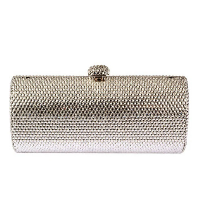 Женская вечерняя сумочка-минодьер с серебряными вырезами и золотыми кристаллами
