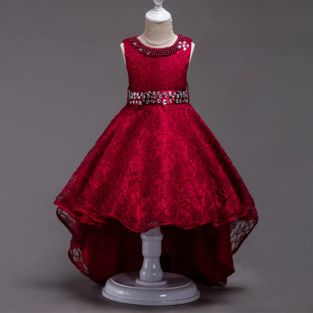 New Girls Diamond Tailing Lace Dresses Princess Vestidos Infantis Costume Fever Wedding Birthday Frocks For 4 6 8 10 12 14 Years | Детская