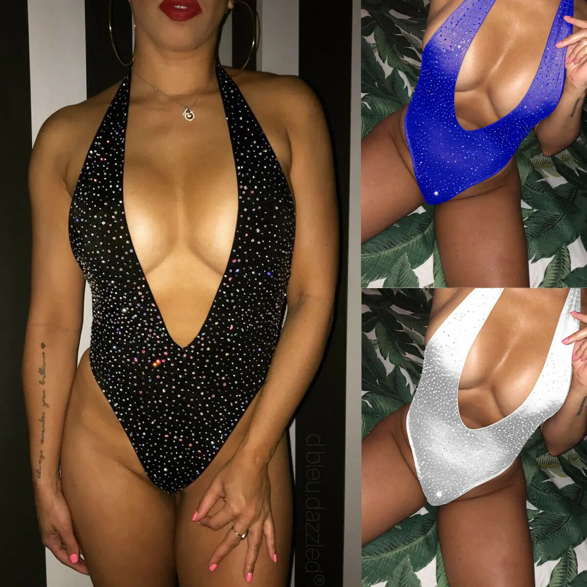 Женский слитный купальник с глубоким V образным вырезом без рукавов