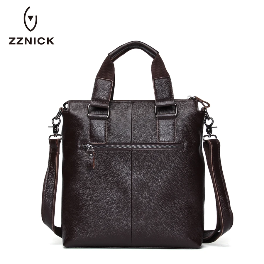 ZZNICK 100% натуральная кожа Портфели Для мужчин сумка Бизнес сумки 14 дюймов ноутбука
